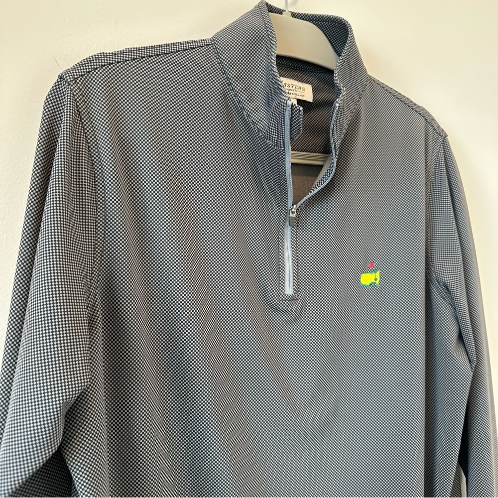 Peter Millar Masters Quarter Zip Jacket Black Gray Augusta Golf Long Sleeve Mens - Picture 1 of 6